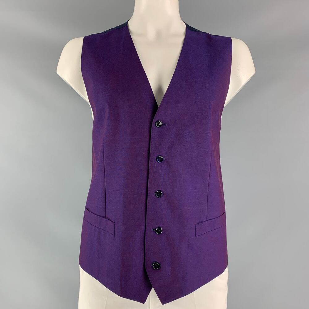 DOLCE & GABBANA Size 46 Iridescent Wool & Mohair Buttoned Vest